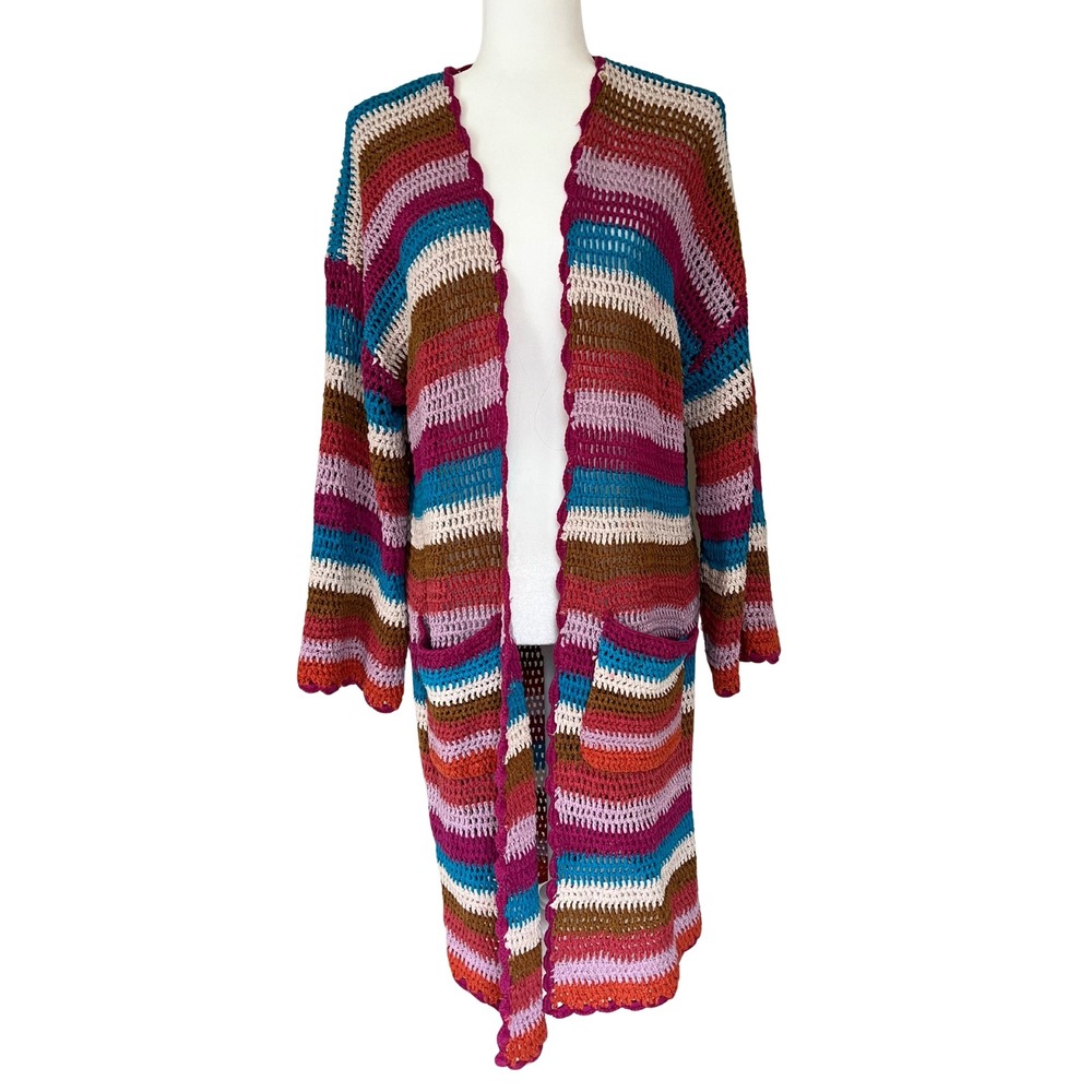 Xirena Crochet‎ Long Cardigan Carsyn Multicolor Sweater size small